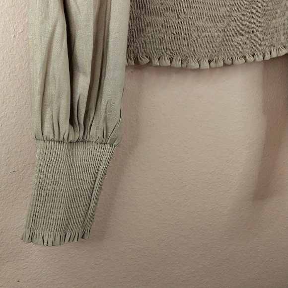 Gianni Bini Angel Woven Khaki Blouse Crop Top Sedona Sunset LG. - Picture 5 of 12